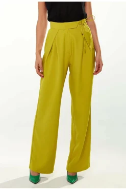 Women Liquorish Tie Waist Wide Leg Trousers In