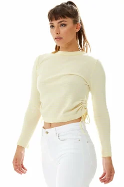 Women Liquorish Top In And White Stripes With Long Sleeves