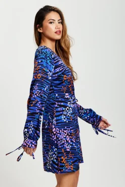 Women Liquorish Vivid Zebra Print Mini Wrap Dress In