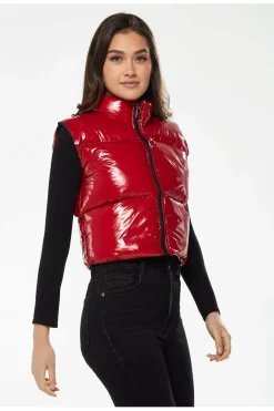 Women Liquorish Wet Look Gilet In