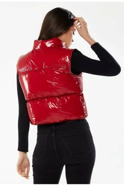 Women Liquorish Wet Look Gilet In