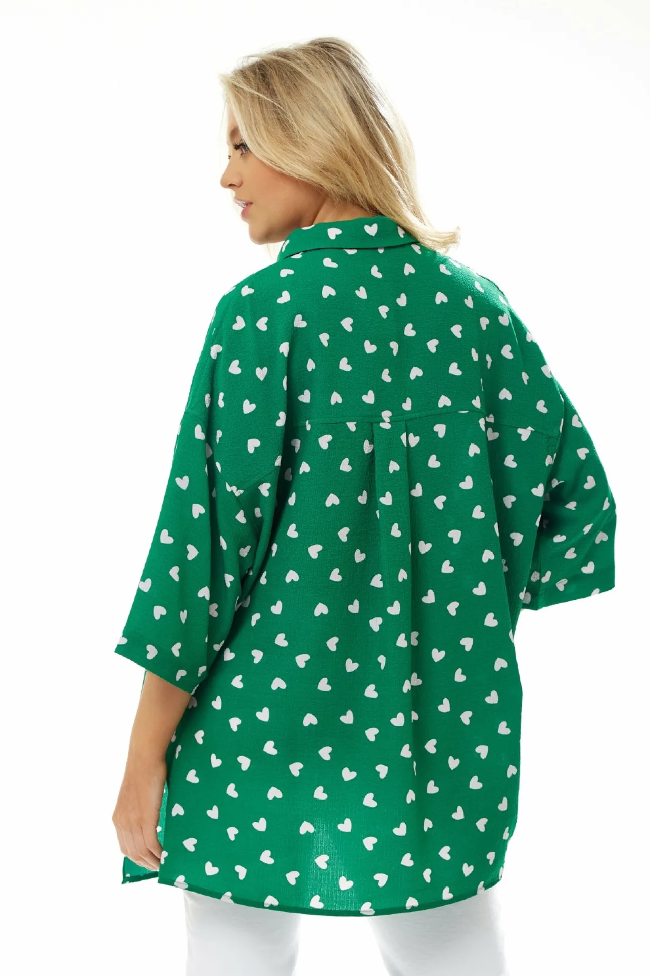 Women Liquorish White Heart Print Shirt In