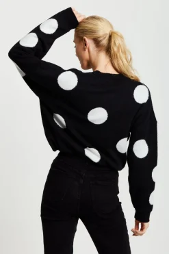 Women Liquorish White Polka Dot Jumper In