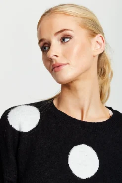 Women Liquorish White Polka Dot Jumper In