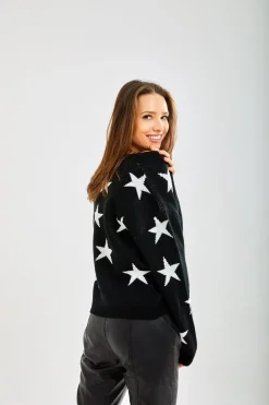 Women Liquorish White Star Cardigan In
