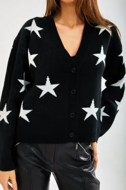 Women Liquorish White Star Cardigan In