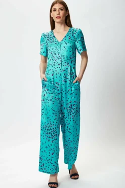 Women Liquorish Wide Leg Jumpsuit In Animal Print