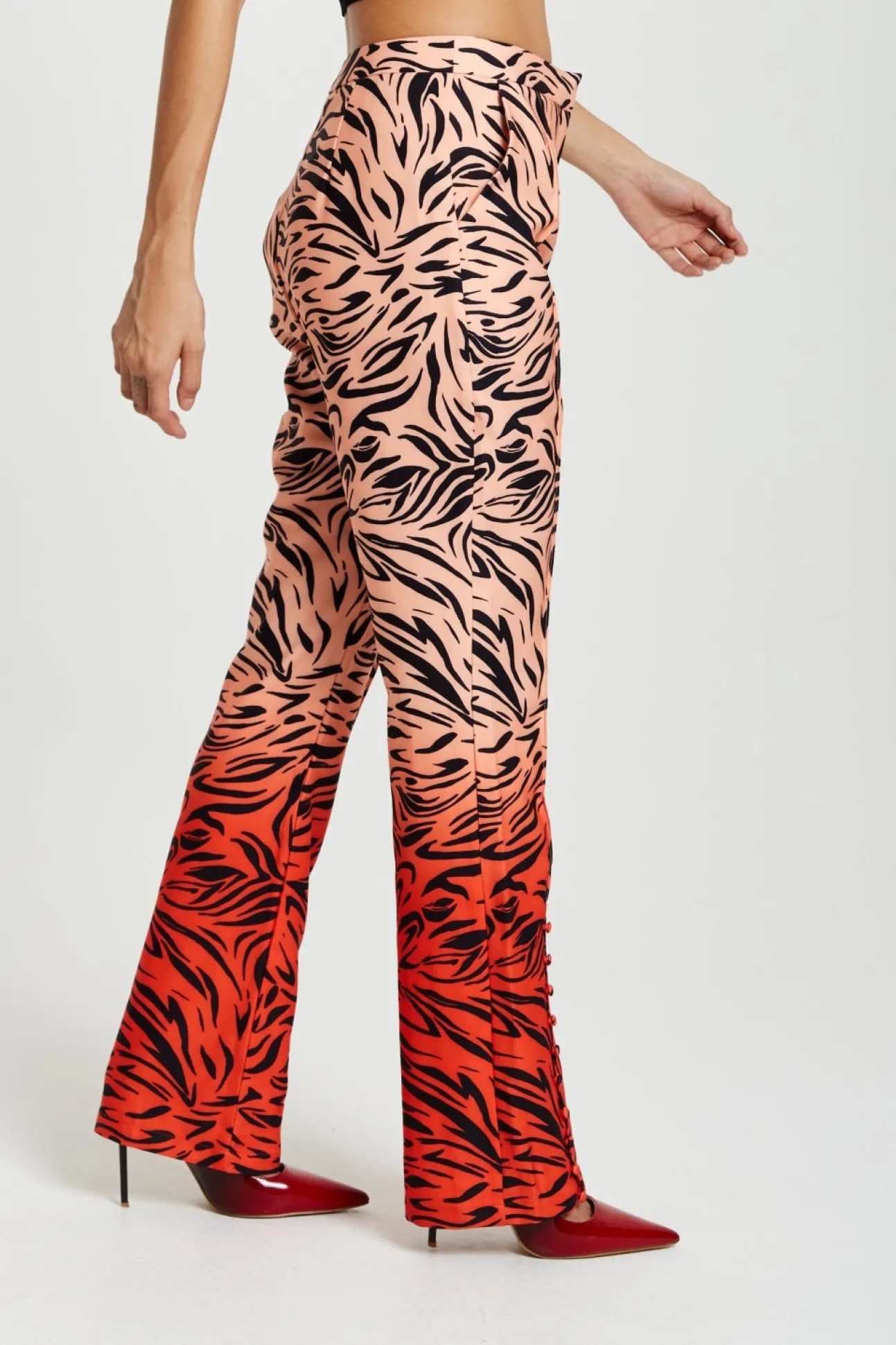 Women Liquorish Zebra Print Suit Trousers With Slit Detail