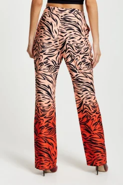 Women Liquorish Zebra Print Suit Trousers With Slit Detail