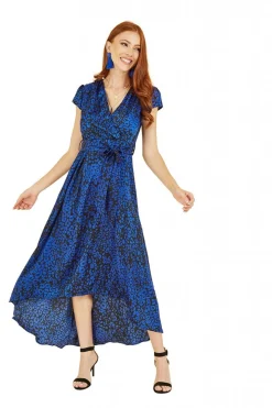 Women Mela London Animal Print Dip Hem Midi Wrap Dress