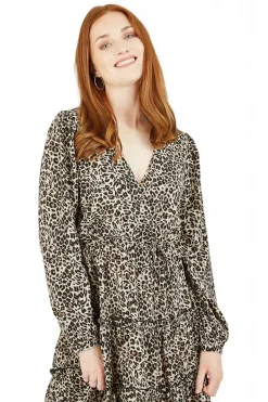 Women Mela London Animal Tiered Wrap Dress
