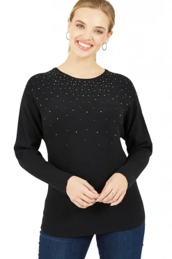 Women Mela London Batwing Jumper With Sparkly Neckline