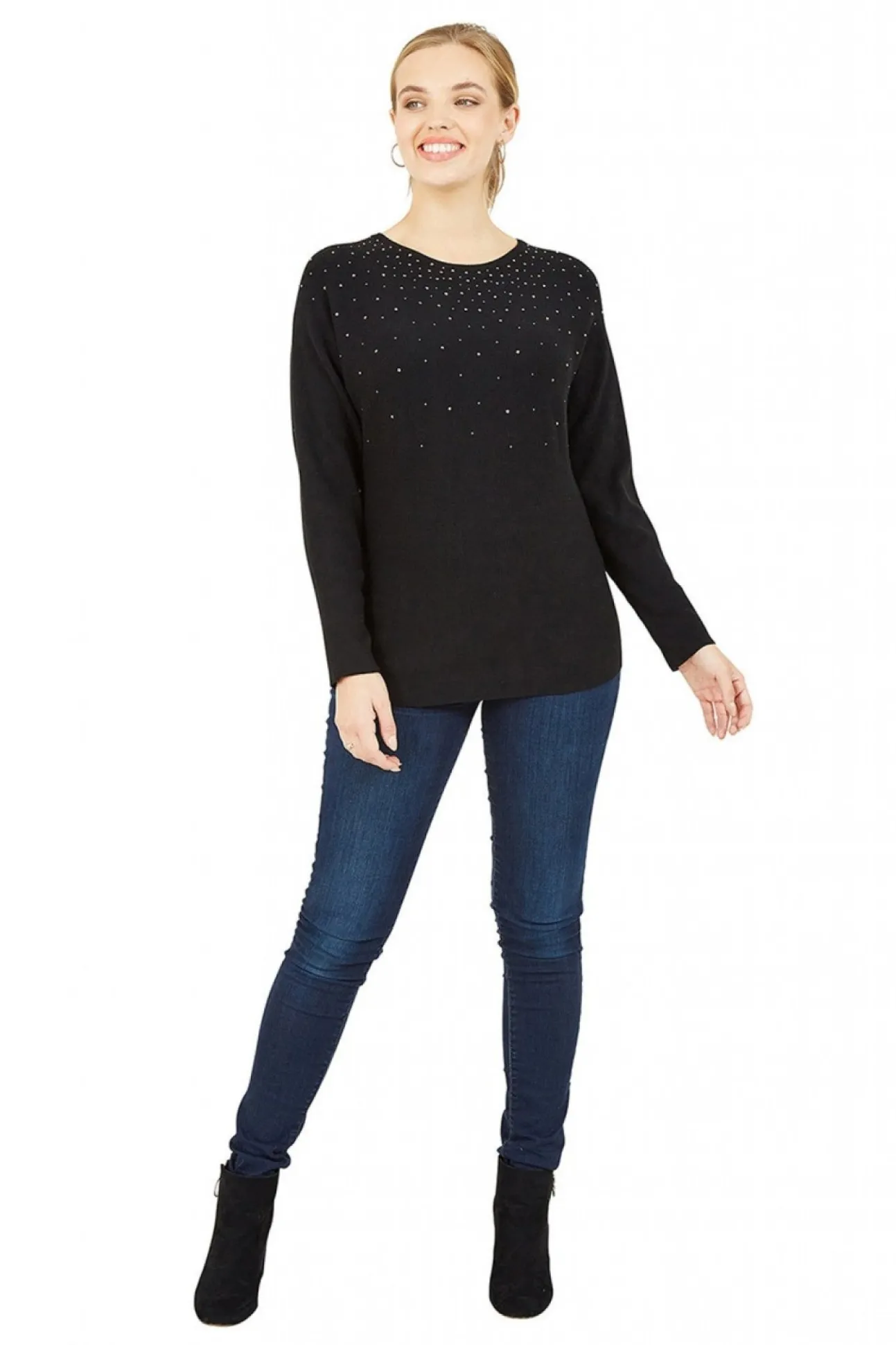 Women Mela London Batwing Jumper With Sparkly Neckline