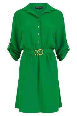Women Mela London Belted Shirt Dress With Gold Buckle