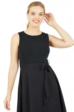 Women Mela London Blue Sparkle Dress With Woven Skirt