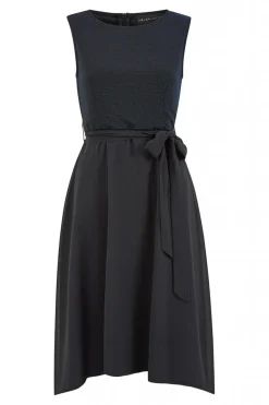 Women Mela London Blue Sparkle Dress With Woven Skirt