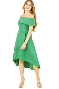 Women Mela London Bright Bardot Dipped Hem Dress