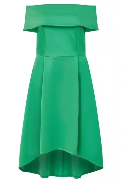 Women Mela London Bright Bardot Dipped Hem Dress