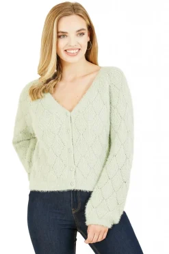 Women Mela London Diamond Stitch Knitted Cardigan
