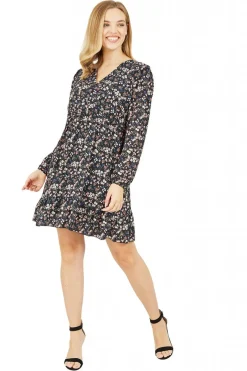 Women Mela London Ditsy Flower Print Wrap Layered Frill Dress