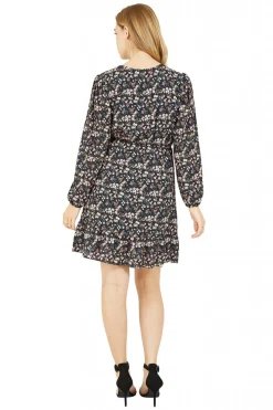 Women Mela London Ditsy Flower Print Wrap Layered Frill Dress