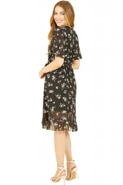 Women Mela London Floral Frill Wrap Dress