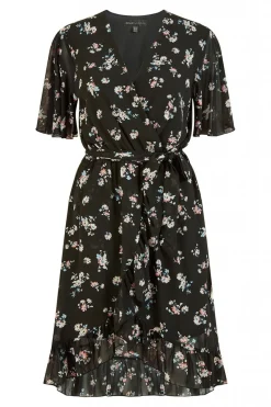 Women Mela London Floral Frill Wrap Dress