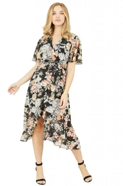 Women Mela London Floral High Low Wrap Dress