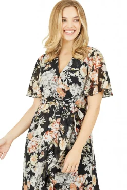 Women Mela London Floral High Low Wrap Dress