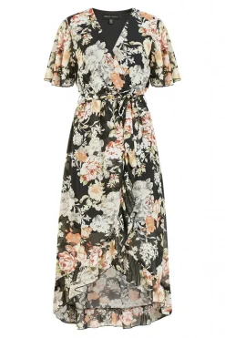Women Mela London Floral High Low Wrap Dress