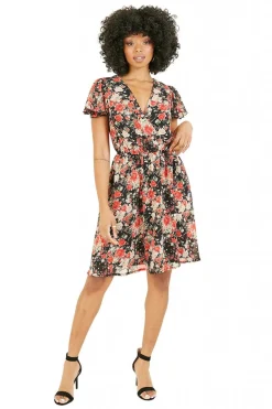 Women Mela London Floral Wrap Over Dress