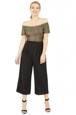 Women Mela London Gold Bardot Pocket Jumpsuit