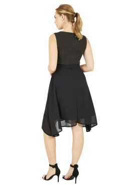 Women Mela London Gold Sparkle Dress With Woven Skirt