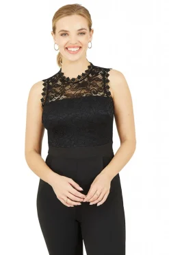 Women Mela London Lace Stretch Fitted Jumpsuit