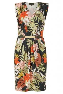 Women Mela London Leaf Print Jersey Pocket Dress