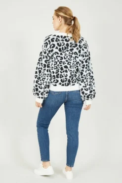 Women Mela London Leopard Knitted Fluffy Jumper