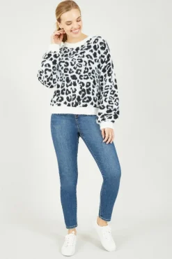 Women Mela London Leopard Knitted Fluffy Jumper