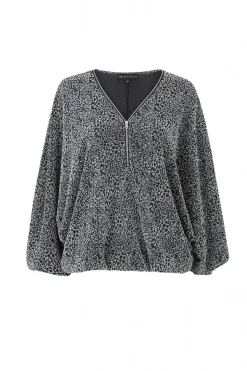 Women Mela London Leopard Zip Top