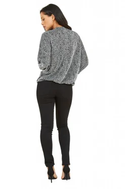Women Mela London Leopard Zip Top