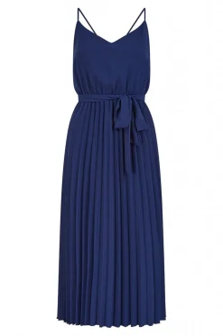 Women Mela London Navy Pleated Strappy Midi Dress