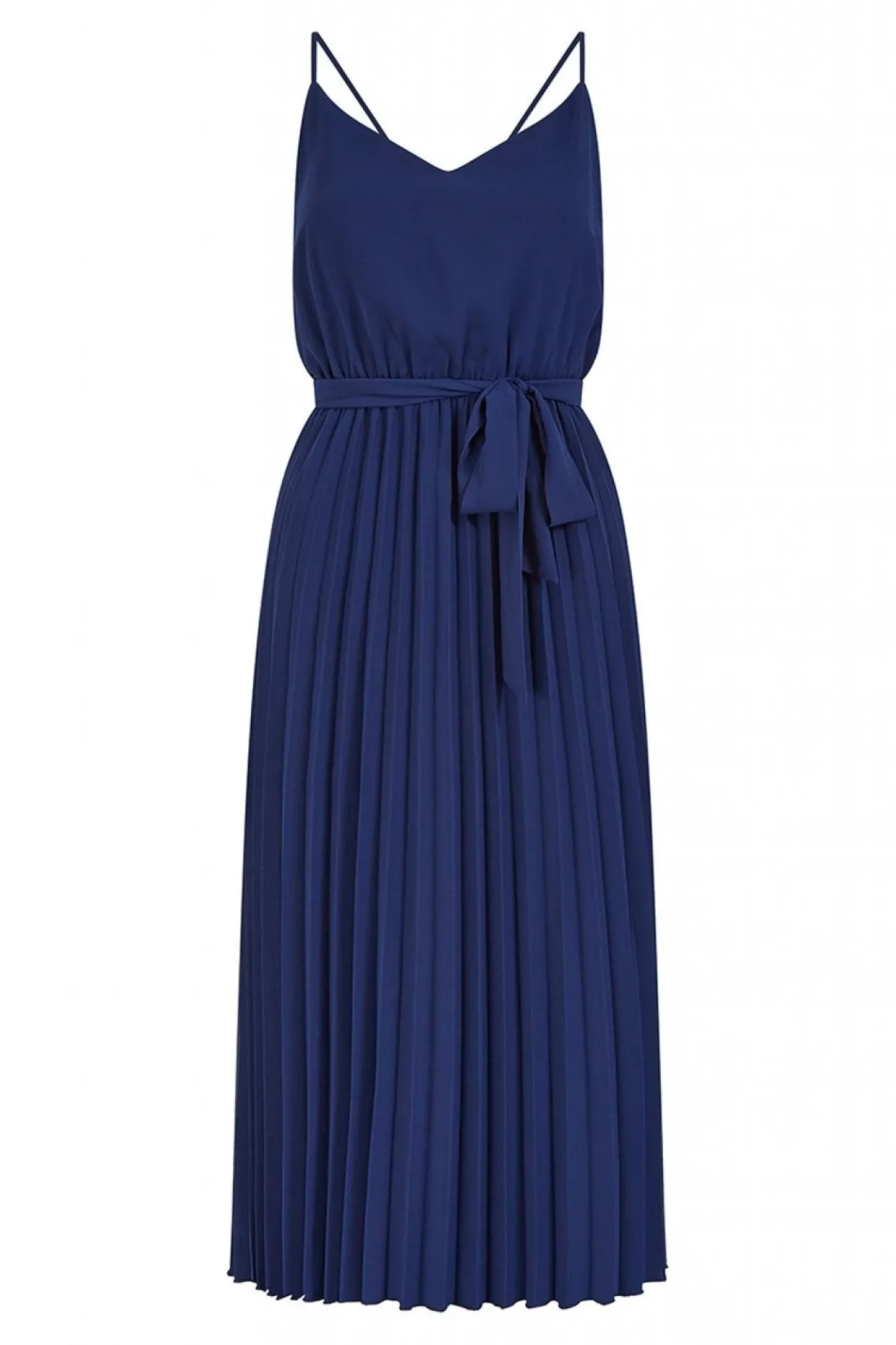 Women Mela London Navy Pleated Strappy Midi Dress