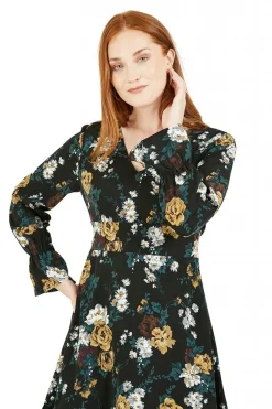Women Mela London Rose Skater Dress With Frill Hem