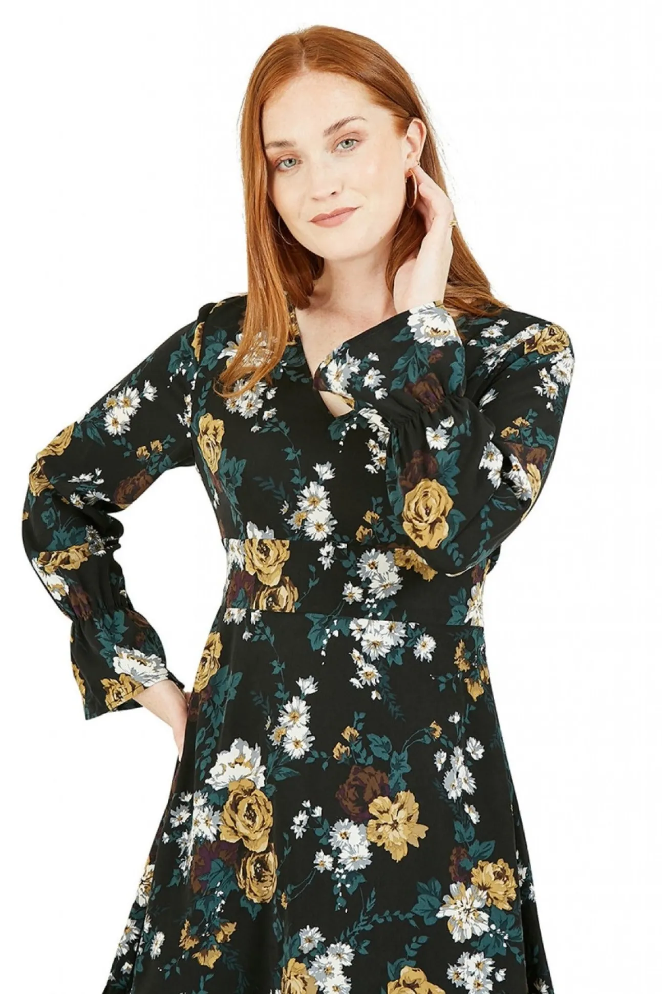 Women Mela London Rose Skater Dress With Frill Hem