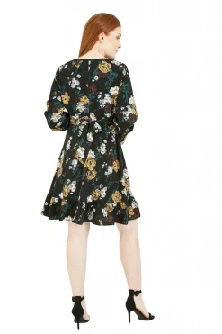Women Mela London Rose Skater Dress With Frill Hem