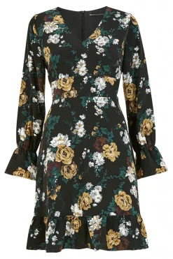 Women Mela London Rose Skater Dress With Frill Hem