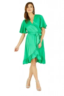 Women Mela London Satin Wrap Dress