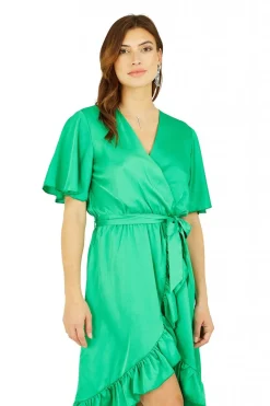 Women Mela London Satin Wrap Dress