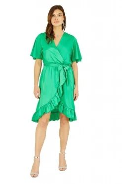 Women Mela London Satin Wrap Dress