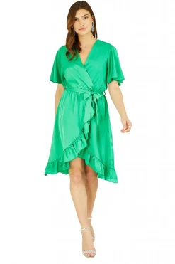 Women Mela London Satin Wrap Dress