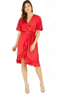 Women Mela London Satin Wrap Dress